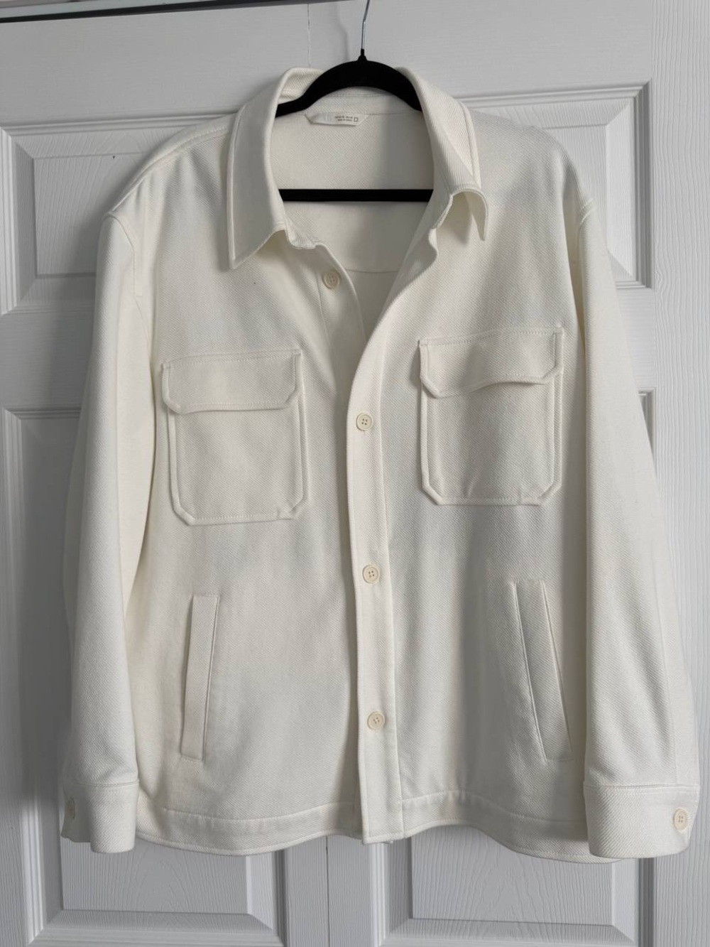 Men's White Overshirt Jacket - Minimal Button-Up Design Zara